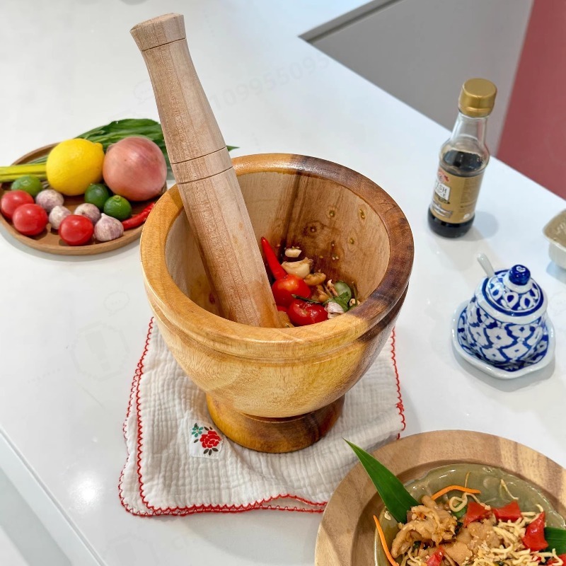 Commercial Kitchen Grinder - Набор из натурального дерева акации: ступка